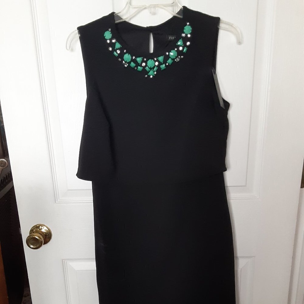Fifth & Park  Size 8 Black Sleeveless Dress w/Jeweled Neckline